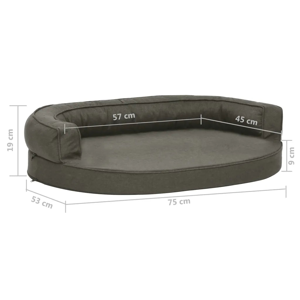 Materasso Ergonomico per Cani 75x53cm Effetto Lino Grigio Scuro 171290