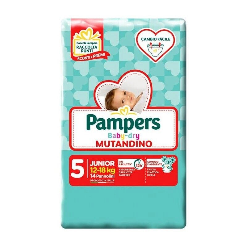 PAMPERS PANNOLINI A MUTADINA BABY DRY TAGLIA 5 14 PZ JUNIOR 12-18 KG