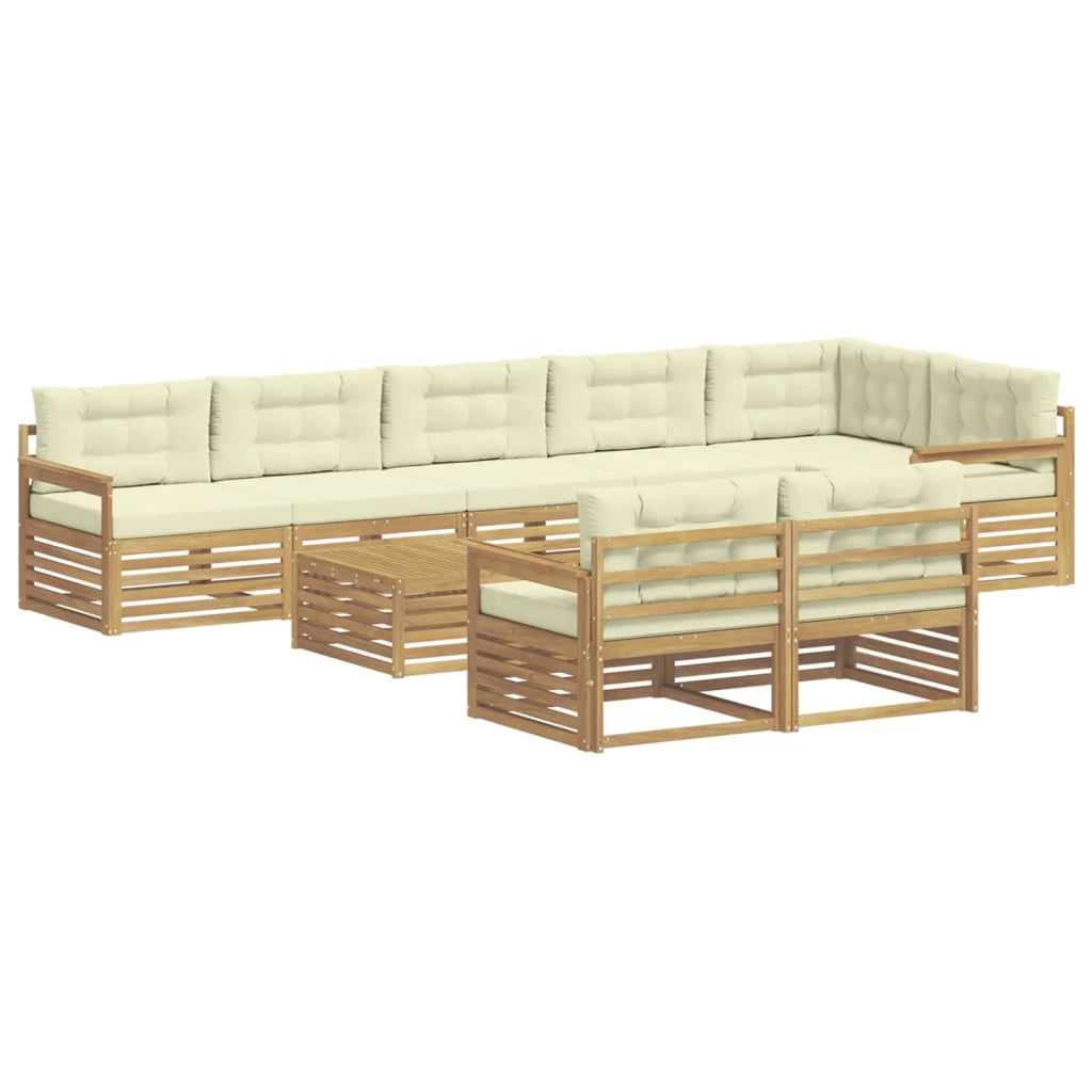 Set di divani da esterno 9 pz Bianco e Crema Poliestere 3390710