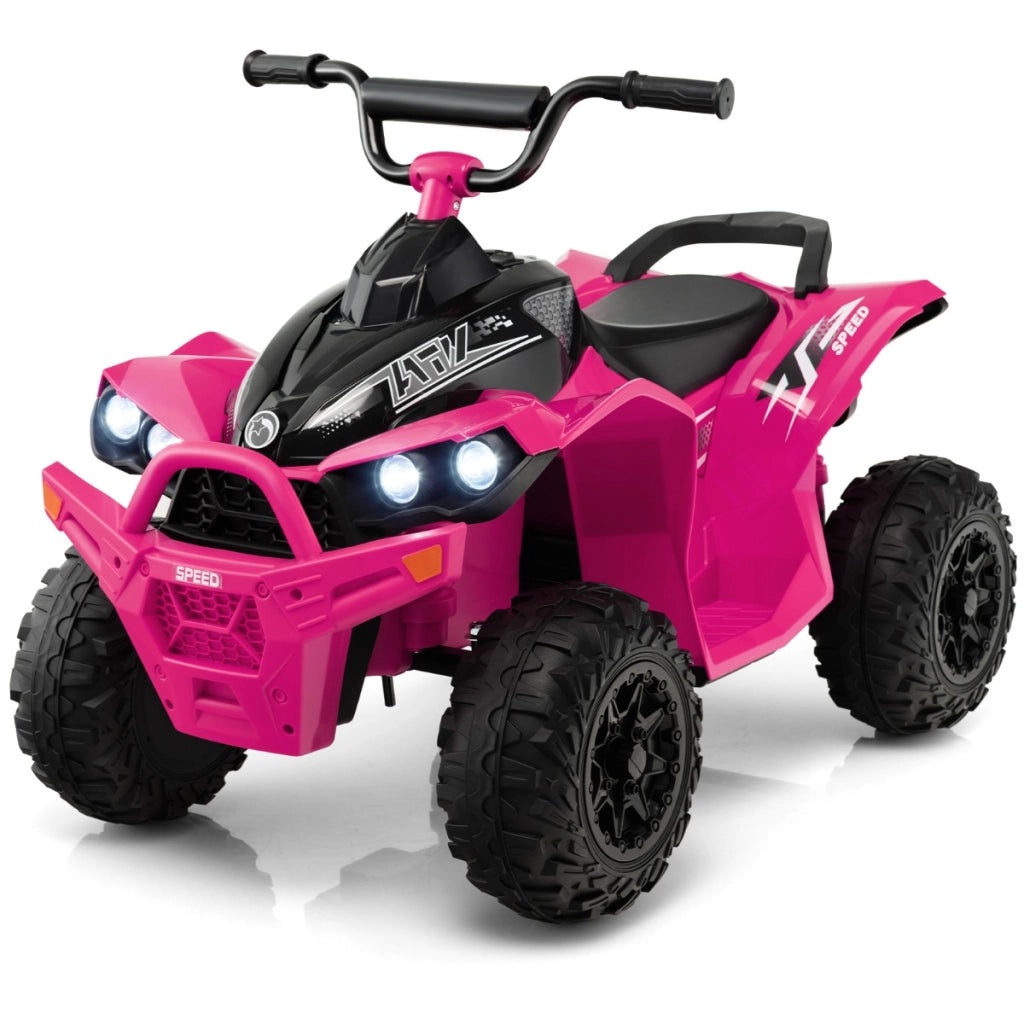 ATV elettrico per bambini a 12V, Veicolo a batteria con velocit¨¤ alta o bassa sedile comodo ruote larghe corno Rosa-Macchinine giocattoli