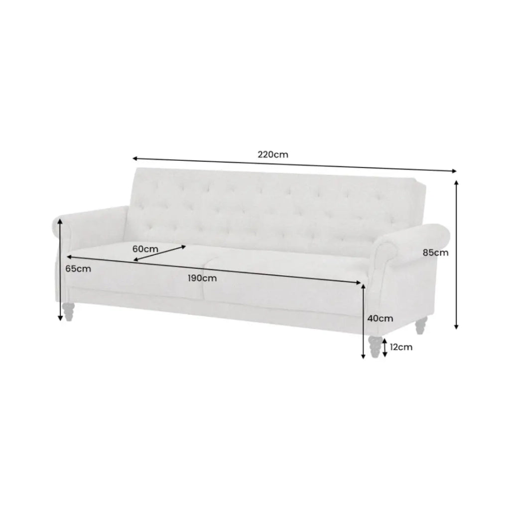 Divano trasformabile MILES beige – Divano classico in tessuto bouclé con struttura in legno massiccio