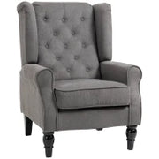 Poltrona da Salotto Stile Francese con Gambe in Legno e Cuscini Sfoderabili, 74x86x102 cm, Grigio