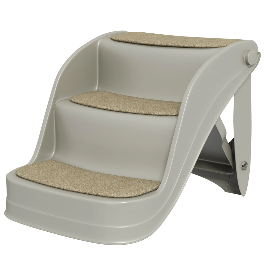 Scala per Cani Pieghevole 3 Gradini con Tappetino Antiscivolo ¨C zephmum ¨C 49x38x38 cm Grigio