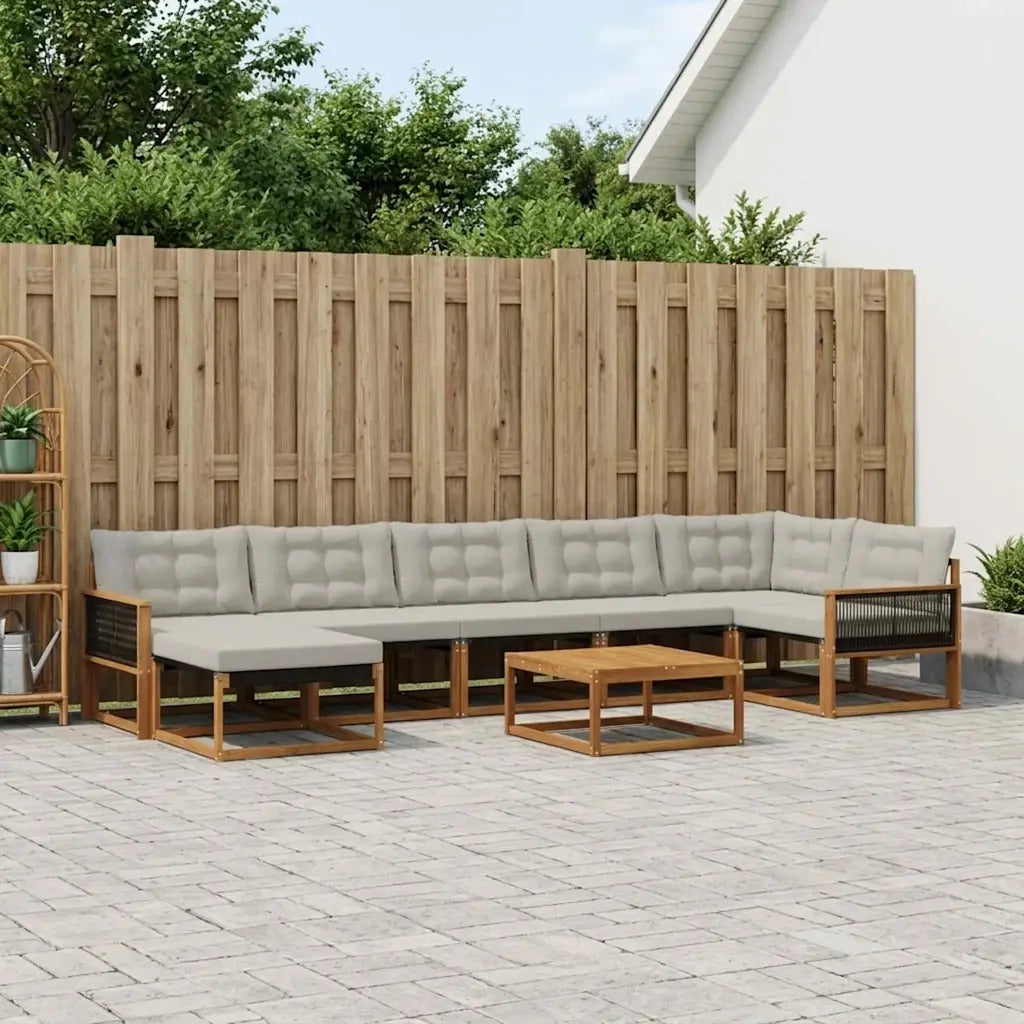 Set di divani da esterno 8 pcs Naturale e Grigio Chiaro 3381583