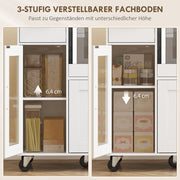 CARRELLO Cucina con ripiano estraibile 80x40x88,7 cm Bianco con ruote