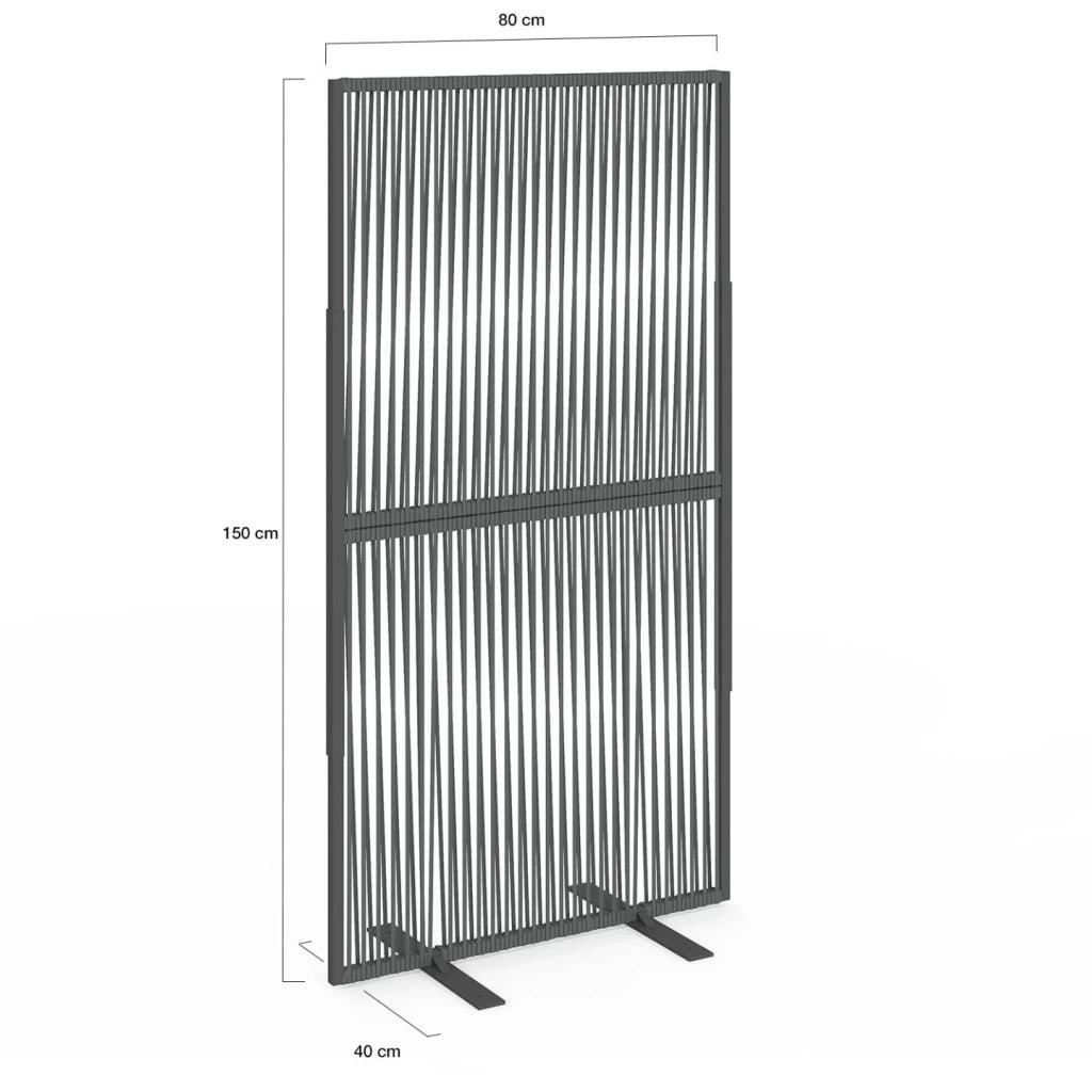 IDMarket - Paravento decorativo 80 x 150 cm RIO Cordame effetto rattan e metallo grigio antracite