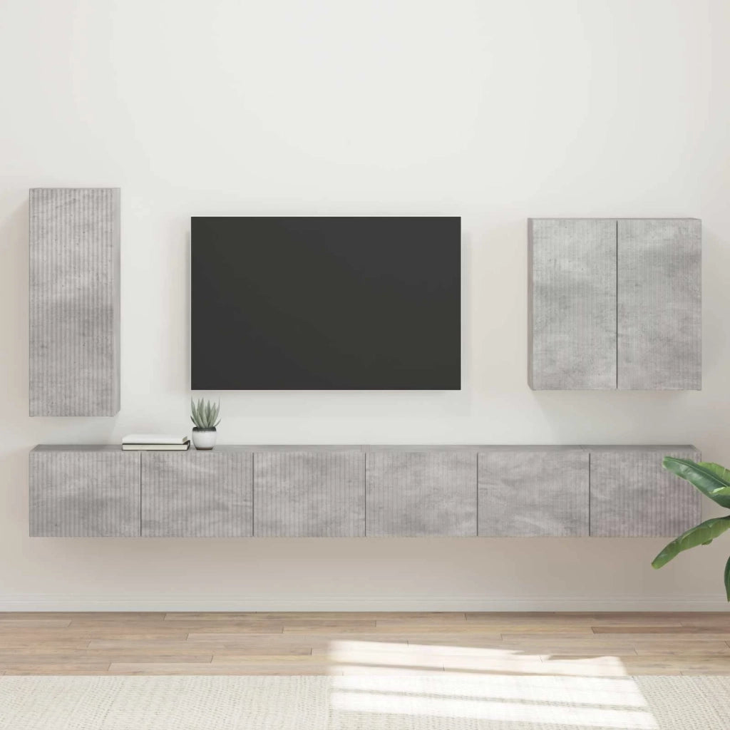 Set di Mobiletto da TV a Parete 6 pcs Grigio cemento