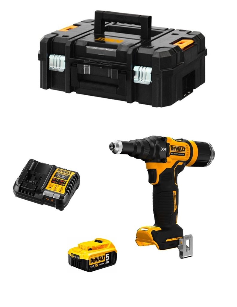 Rivettatrice DeWALT DCF414P1T  (1 x 5,0 Ah + DCB1104 + TSTAK II)