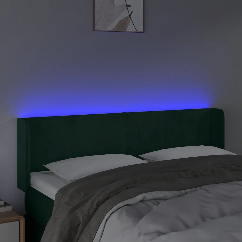 Testiera a LED Verde Scuro 147x16x78/88 cm in Velluto 3123007