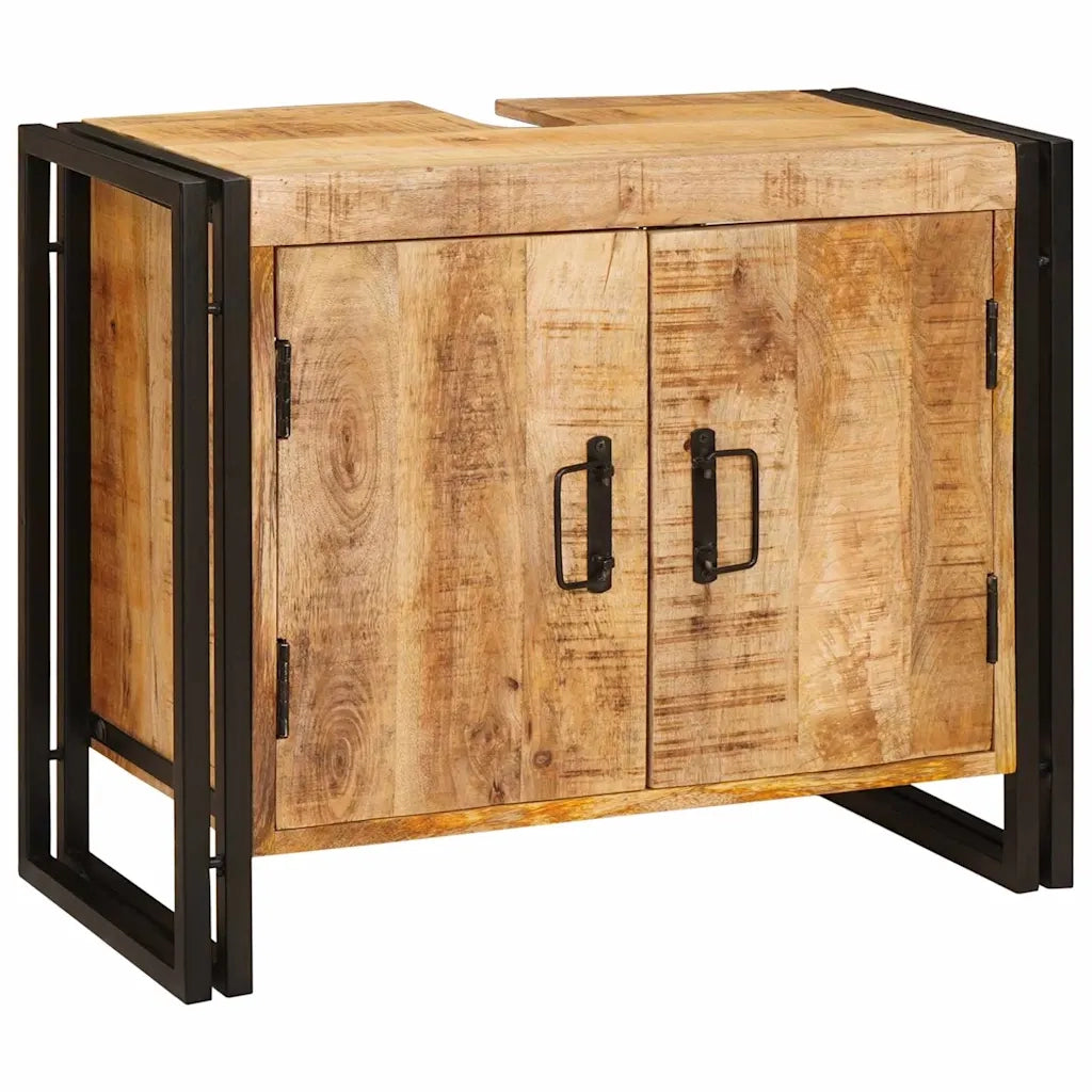 vidaXL Mobile sottolavabo con porta Legno massello di mango e ferro