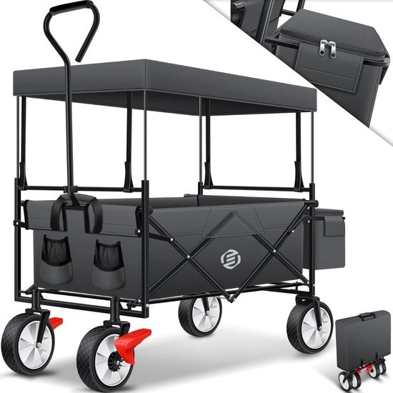 Carrello Bolder con Ruote Girevoli - Opzione Opaca - Carrello con Multipli Livelli - Carrello per Spiaggia con Ruote Girevoli