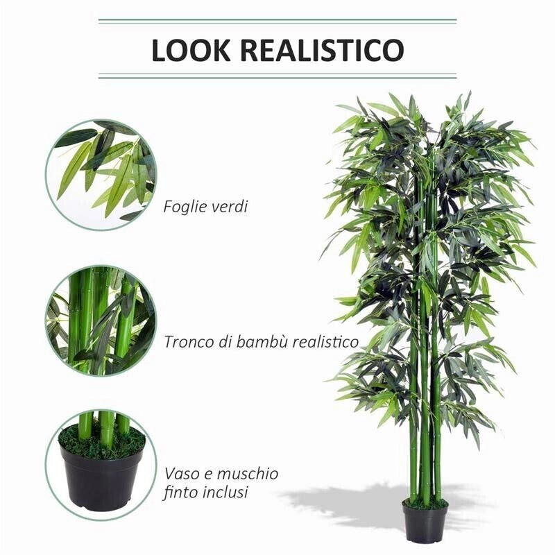 PIANTA DI BAMBÙ ARTIFICIALE IN VASO DA 180CM PER INTERNI ED ESTERNI