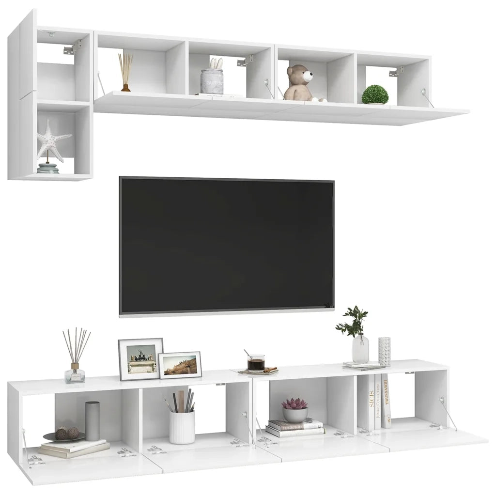 Set Mobili Porta TV 5 pz Bianco in Legno Multistrato 3078694