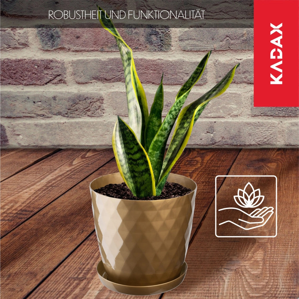 Vaso da fiori in plastica KADAX con supporto, coprivaso, 18 cm, oro, Kadax