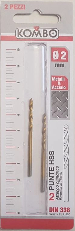 PUNTA TRAPANO HSS 2 X 49 DIN 338 RIVESTITA IN TITANIO