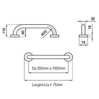 Maniglione di sicurezza in acciaio (cromato) - Lunghezza: 60 cm