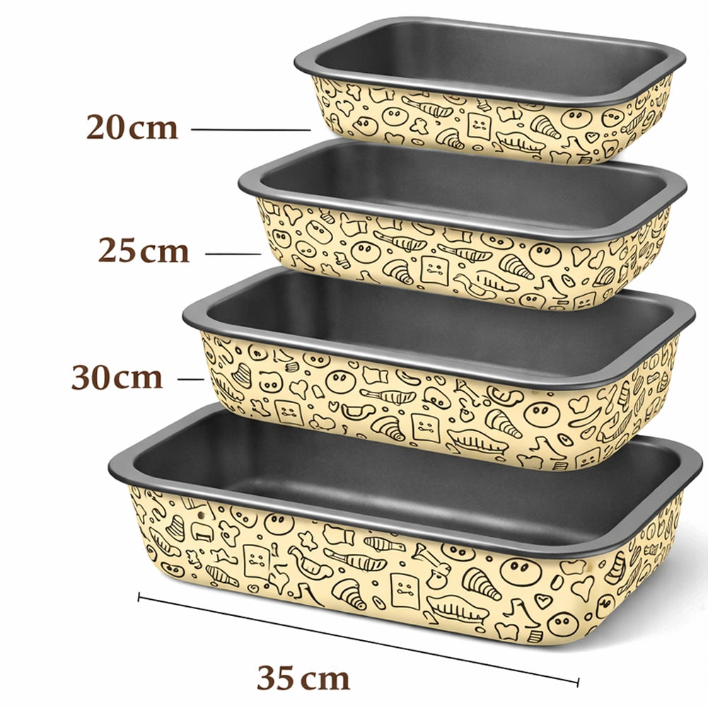 Set 4 Teglie Rettangolari con Alette 20-25-30-35cm Teglia da Cucina Antiaderente