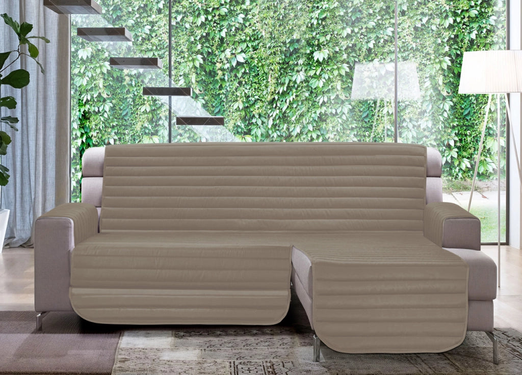Copridivano Trapuntato Per Divani Con Penisola Modello Simpaty - 190 cm - Tortora