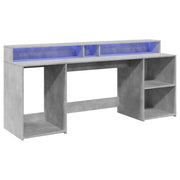 Scrivania tavolo postazione di lavoro mobile per computer scrivania da studio con luci a LED 200 x 55 x 91 cm legno ingegnerizzato grigio 02_0023803