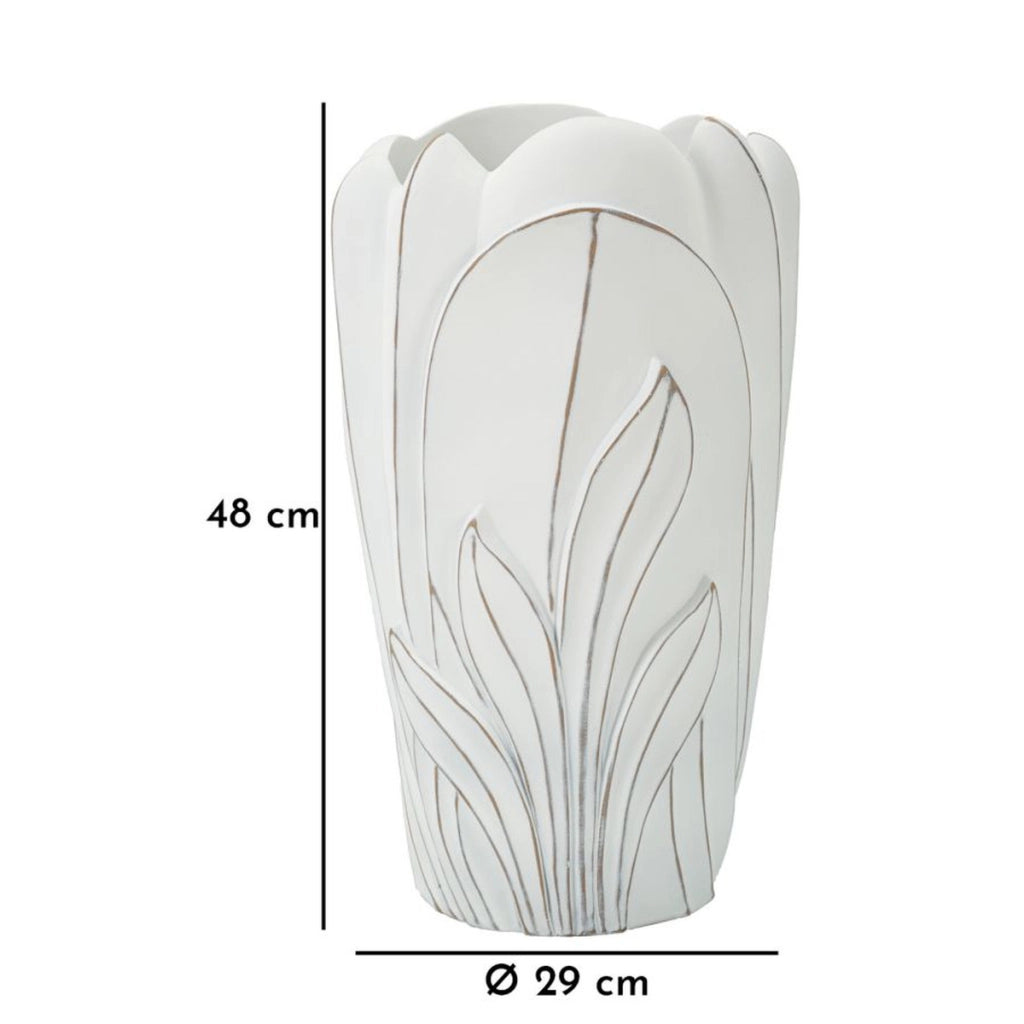 Vaso Decorativo VKH661, Bianco, Poliresina, 29x29x48 cm