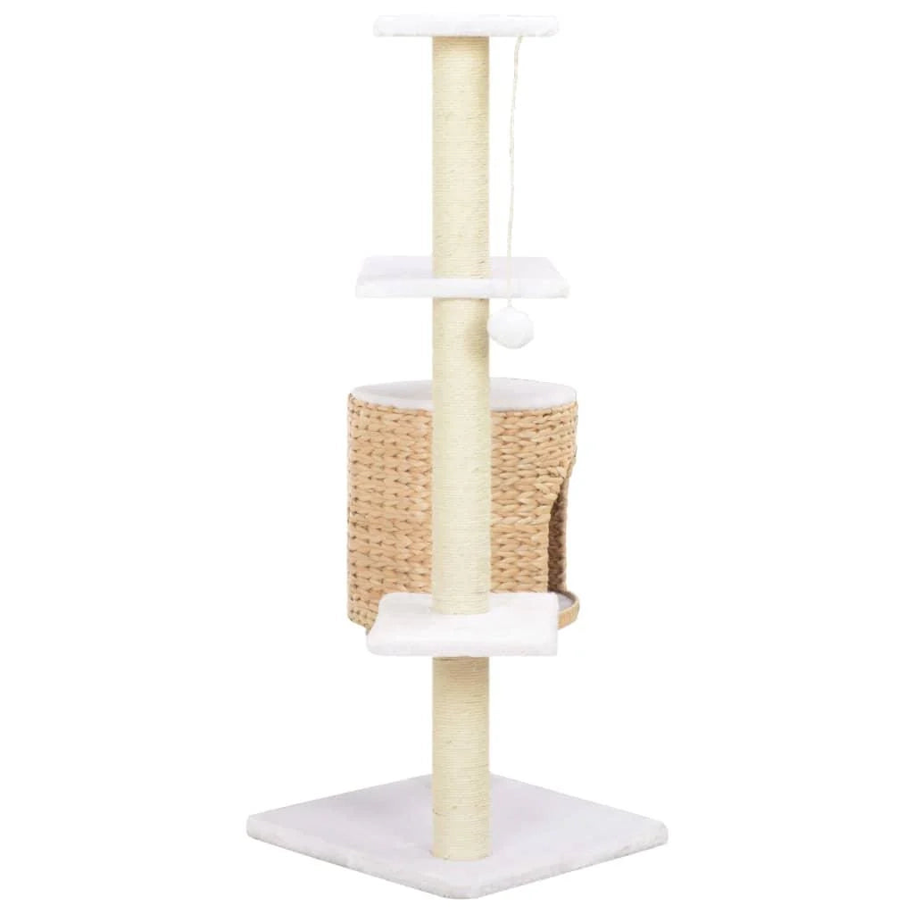 Tiragraffi albero per gatti cuccia per gatti peluche in sisal con stampa di alghe marine beige 3702267