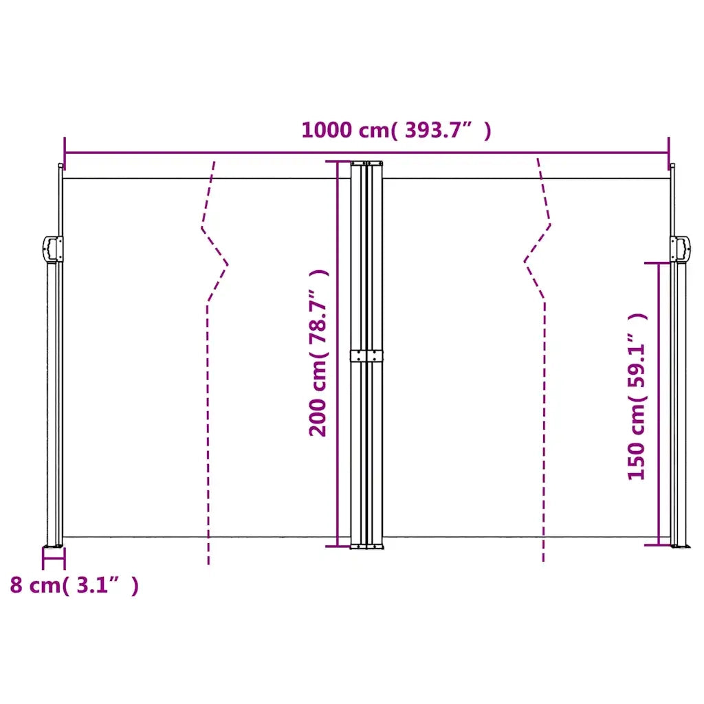 Tenda da Sole Laterale Retrattile Antracite 200x1000 cm 4004763