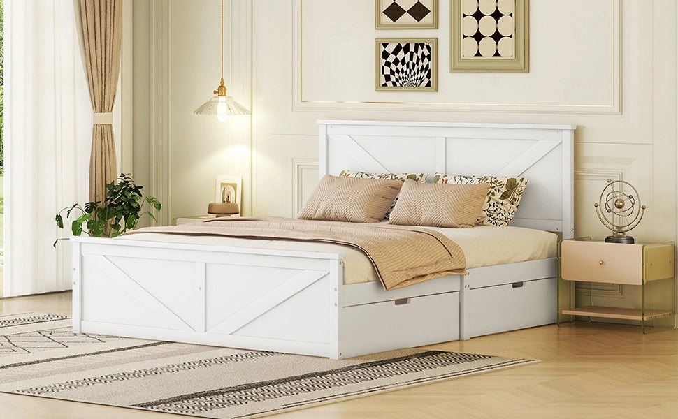 Letto in legno con 4 cassetti 160x200 mm pino bianco