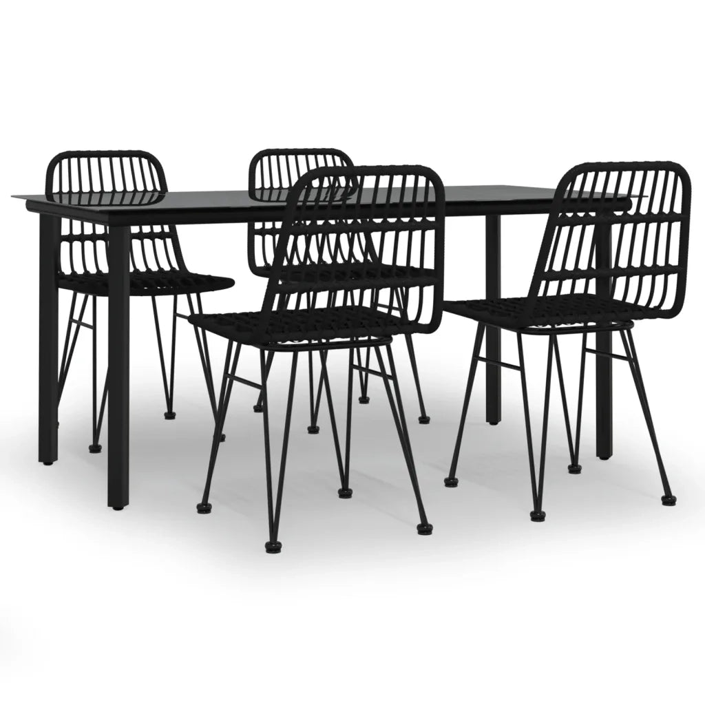 Set da Pranzo da Giardino 5 pz Nero in Polyrattan 3157897