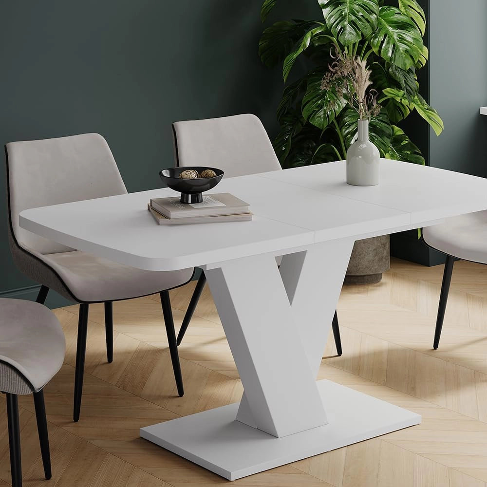 tavolo da pranzo allungabile Fenaro, Bianco, 120 x 80 cm 2 parti, con estrazione sincronizzata per lunghezza variabile del tavolo