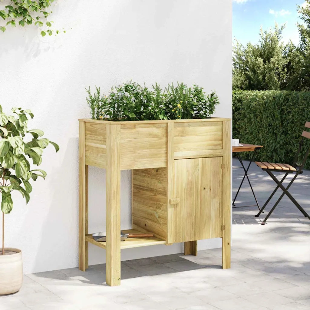 Fioriere | Cassetta per fiori | Vaso Alto con lo scaffale Marrone Legno di pino impregnato