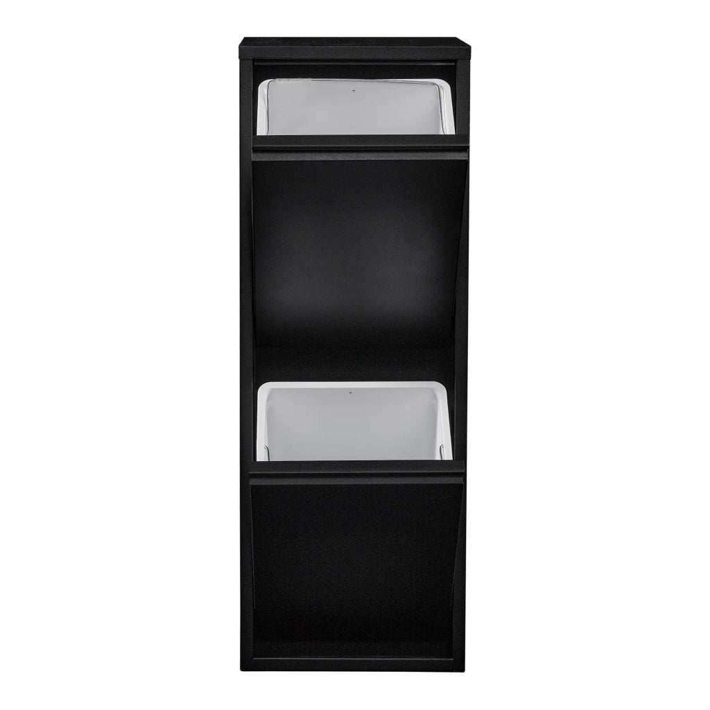Cestino per la raccolta differenziata da parete con 2 scomparti estraibili 93 x 33 x 25 cm nero 03_0008199