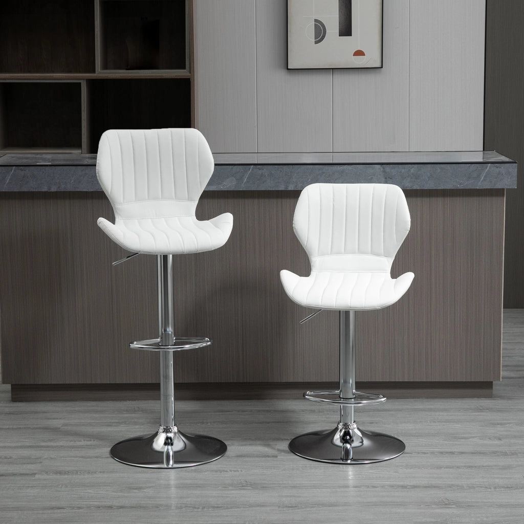 Sgabelli da Cucina Altos con Schienale e Struttura in Metallo ¨C Zephmum ¨C Bianco 47x51,5x92-114 cm