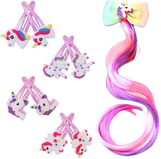 Set di spille per capelli 8 pezzi - Spille per capelli unicorn - Spille per capelli per parrucca - Accessori per feste - Regalo per compleanno - Materiale PVC ecosostenibile - Accessori per capelli