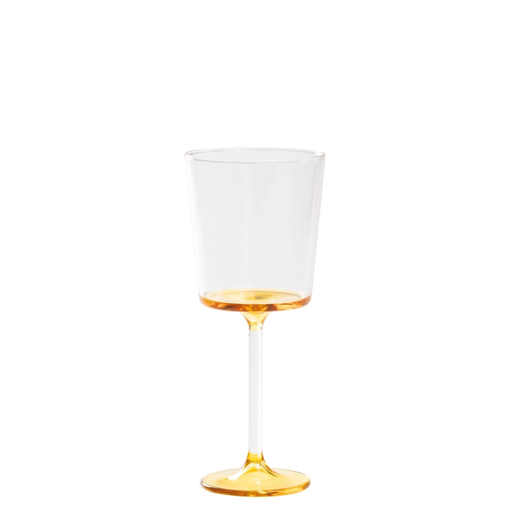 Discobolo Set 4 Calici Vino Rosso in Vetro Borosilicato Soffiato a Mano, Capacità 46,5 cl, Design Elegante con Fondello Trasparente e Giallo Oro
