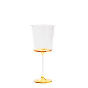 Discobolo Set 4 Calici Vino Rosso in Vetro Borosilicato Soffiato a Mano, Capacità 46,5 cl, Design Elegante con Fondello Trasparente e Giallo Oro