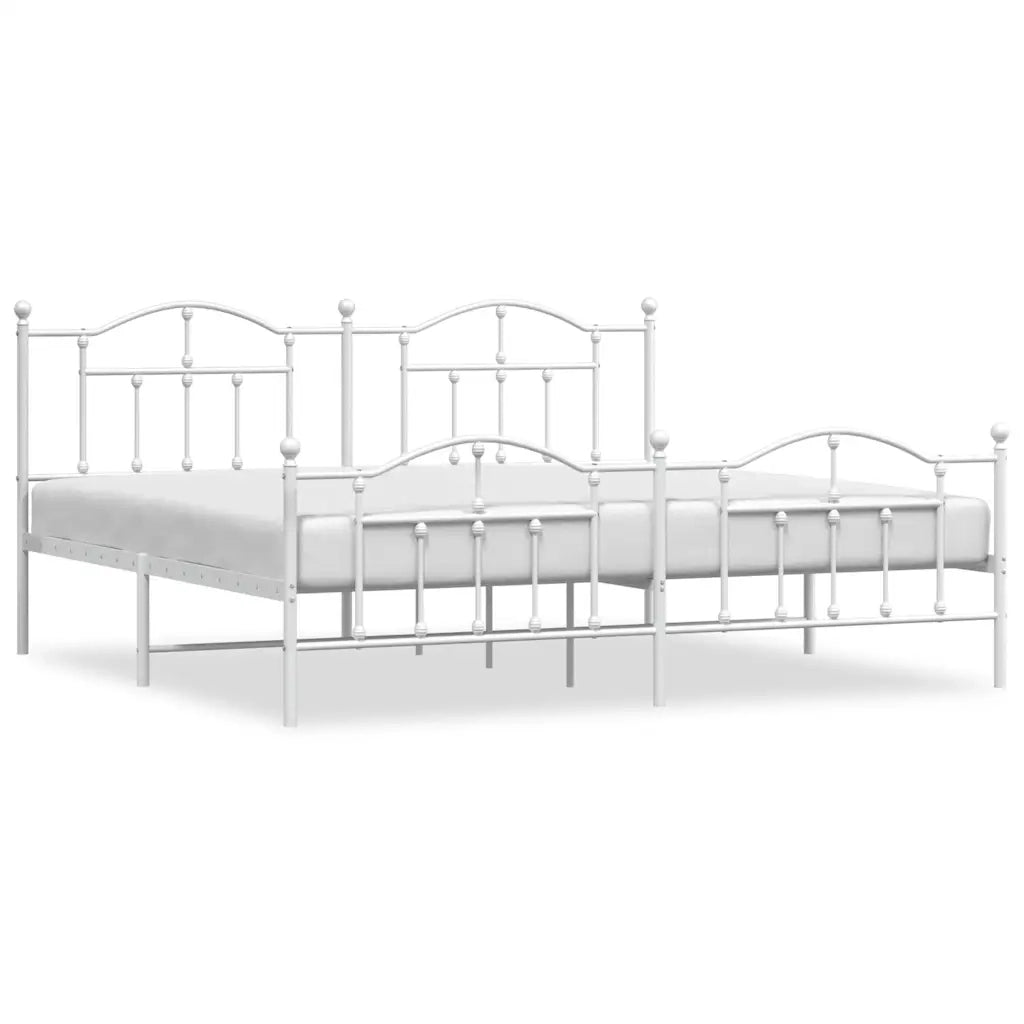 Giroletto con Testiera e Pediera-Struttura Letto Metallo Bianco 193x203 cm 600867