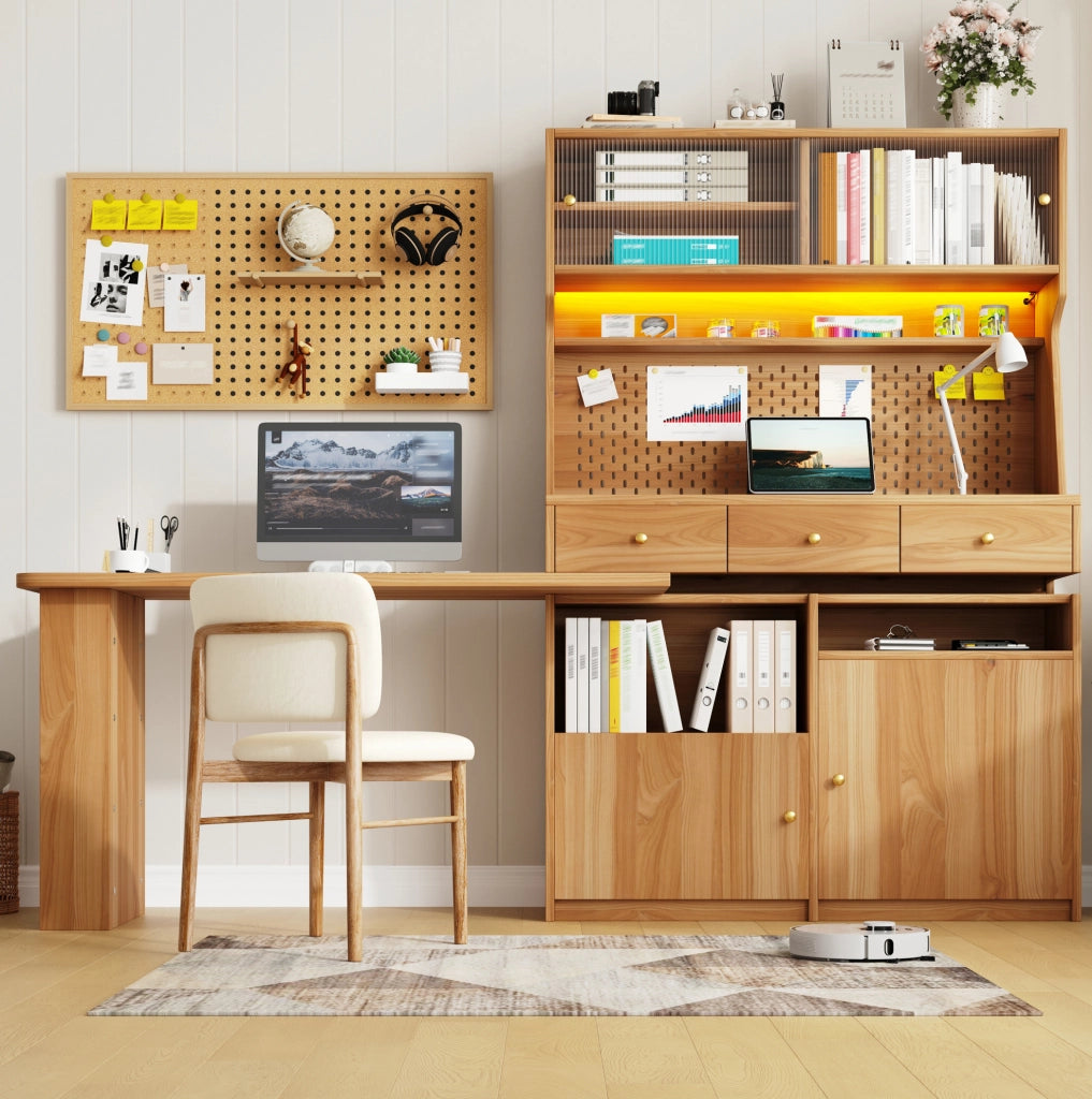 Mobile alto multifunzione con scrivania, LED e piano bar