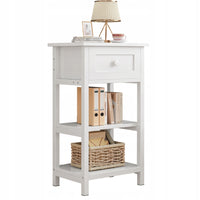 Tavolino da notte in legno con cassetto e 2 ripiani, stile loft moderno, 45 cm