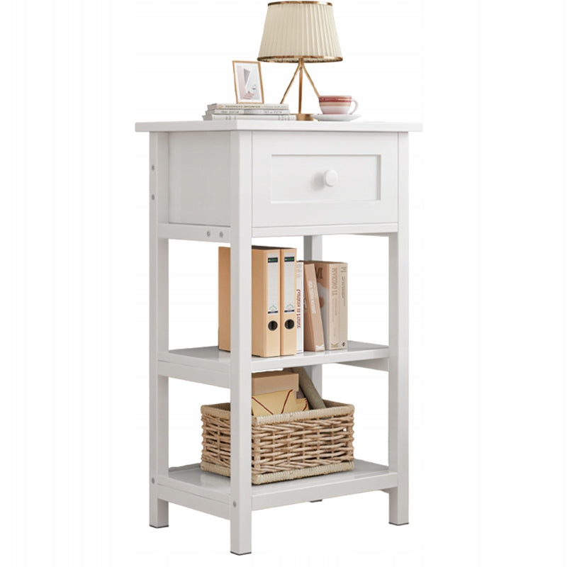 Tavolino da notte in legno con cassetto e 2 ripiani, stile loft moderno, 45 cm