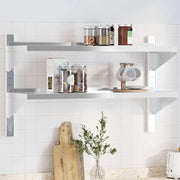 vidaXL Mensola Muro 2 Ripiani 100x30x60cm Argento Acciaio Inossidabile
