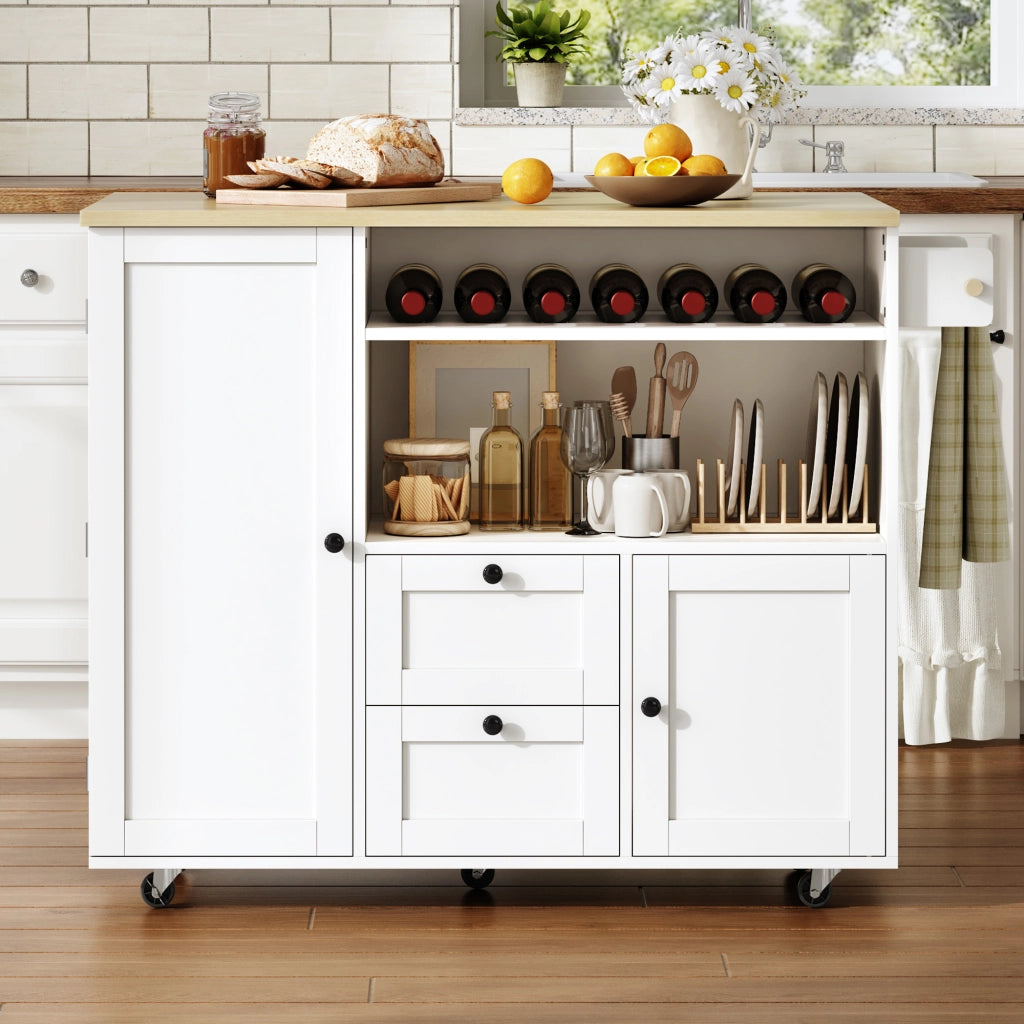 ISOLA CUCINA pieghevole 104x45(69)x89 cm MDF naturale/bianco