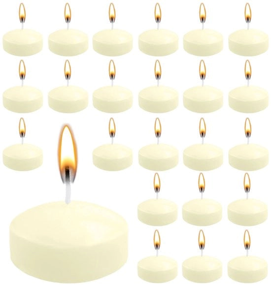 Candele galleggianti 24 pezzi - Latte bianco - Senza profumo - 5 x 3 cm - Sicure e affidabili - Per matrimoni/feste/di Natale decorazioni - Lampioncini da tavola