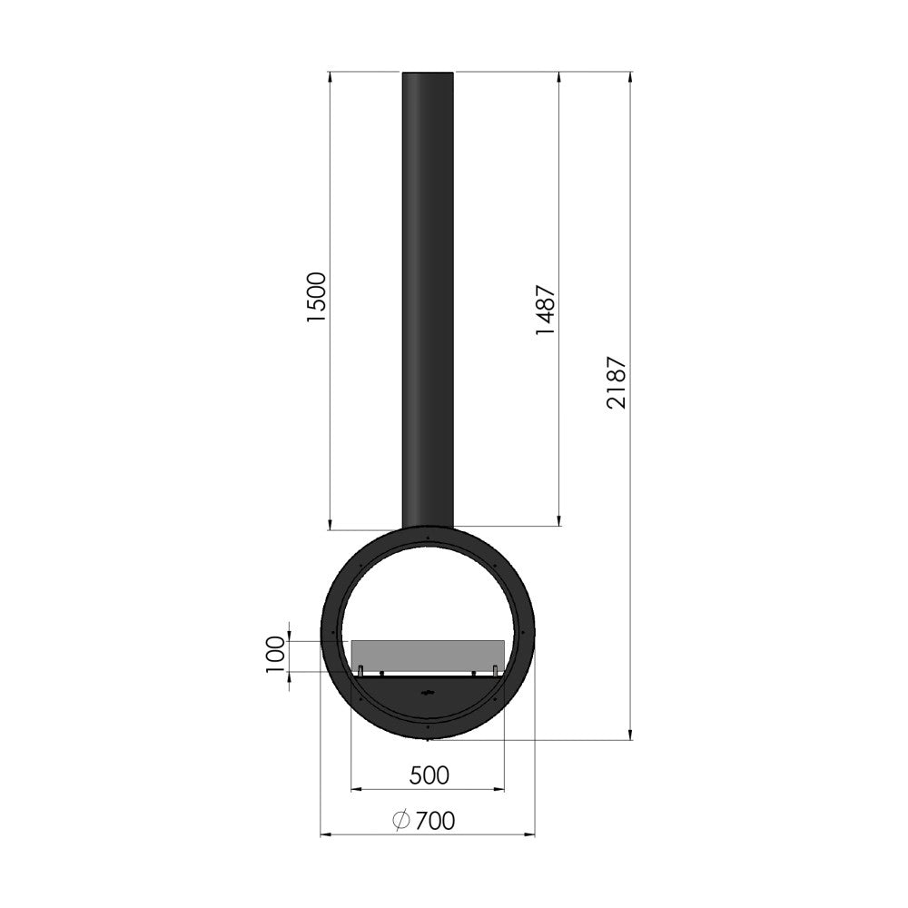 Camino a Bioetanolo sospeso da soffitto Incyrcle Slim 2Side - Biocamino rotondo di design con doppia facciata aperta d.70cm Bianco