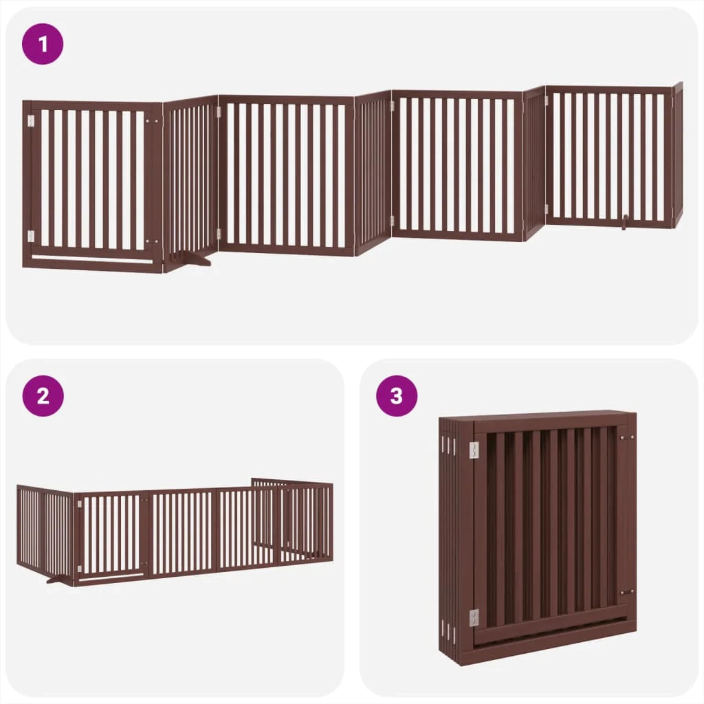 Cancelletto di sicurezza per animali domestici porta pieghevole 8 pannelli legno di pioppo marrone 02_0023238
