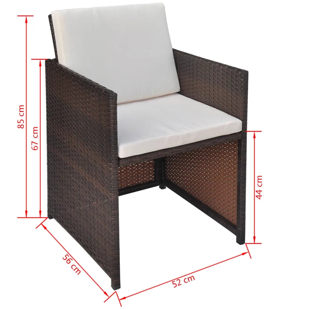 Sedie da Giardino 2 pz | Sedie da Esterno con Cuscini in Polyrattan Marrone