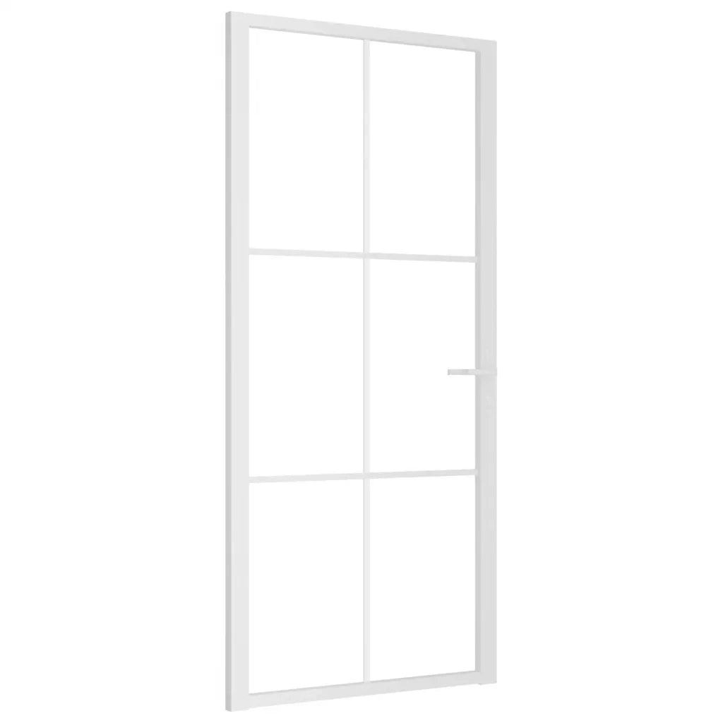 Porta Interna 93x201,5 cm Bianca in Vetro ESG e Alluminio cod mxl 77577