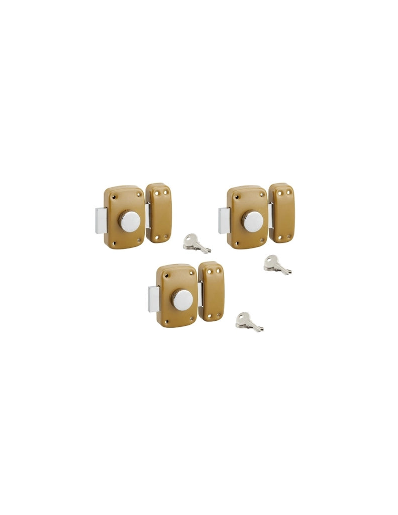 Set di 3 serrature a pomolo 9014, cilindro Ø23 x 40 mm, con chiave uguale, 3 chiavi per serratura - SERRUPRIX