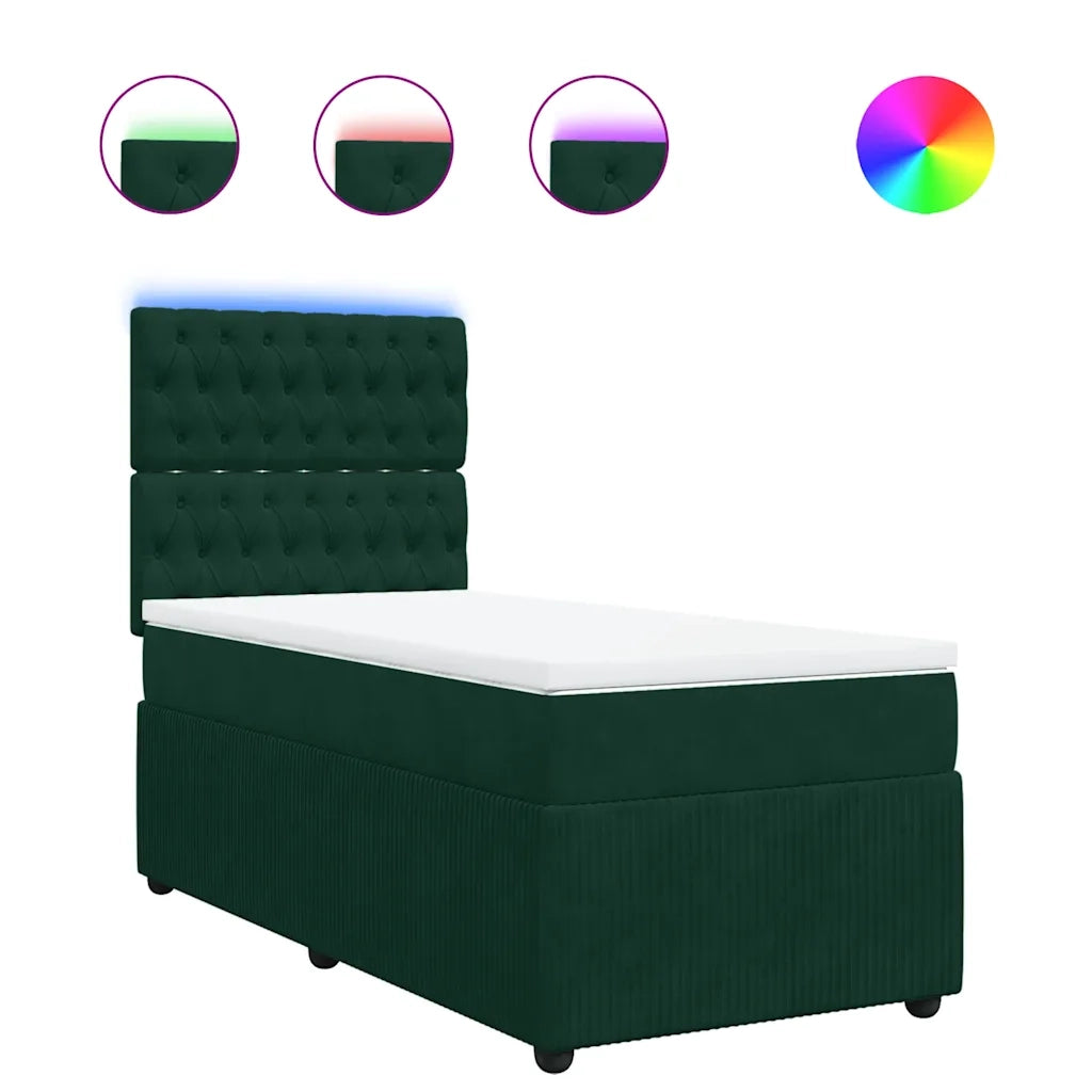 Giroletto a Molle con Materasso Verde Scuro 90x200 cm Velluto 3294547