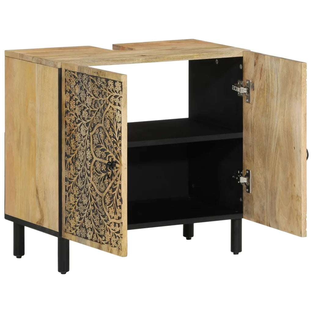 vidaXL Set Mobili da Bagno 2pz in Legno Massello di Mango