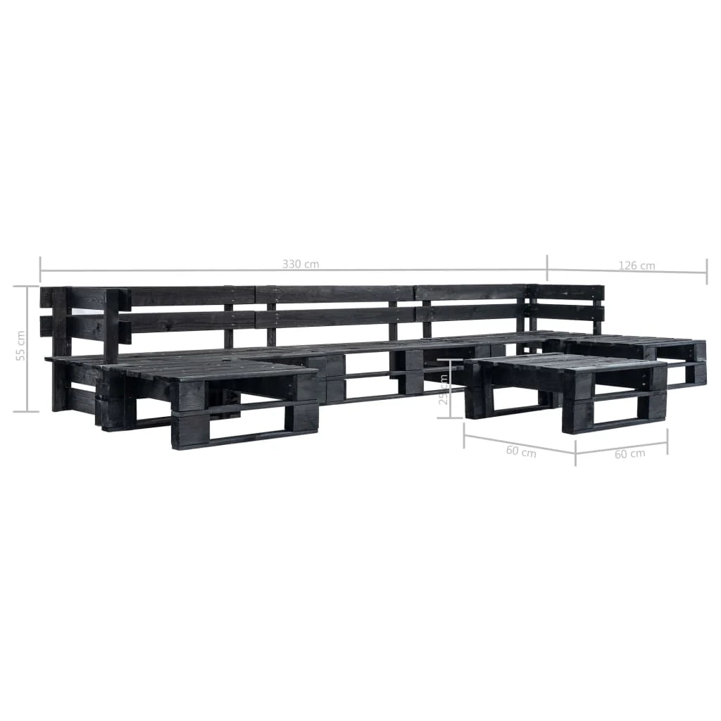 Set di mobili da giardino per esterni set di mobili in pallet da 6 pezzi legno nero 02_0018473